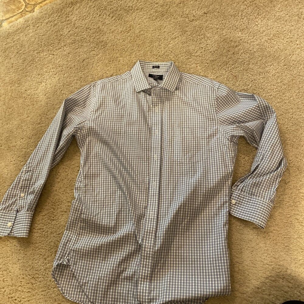 J Crew Thompson Shirtings M. 15 - 15 1/2 LS / BD Blue Plaid